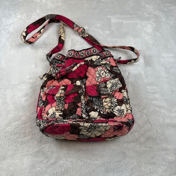 Vera Bradley Handbags - Vera Bradley Floral Quilted Bucket Bag Crossbody Shoulder Drawstring